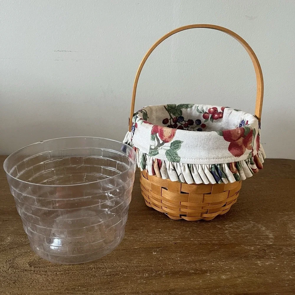 Longaberger 2000 Small Fruit Basket Fruit Medley Liner Protector Handwoven USA